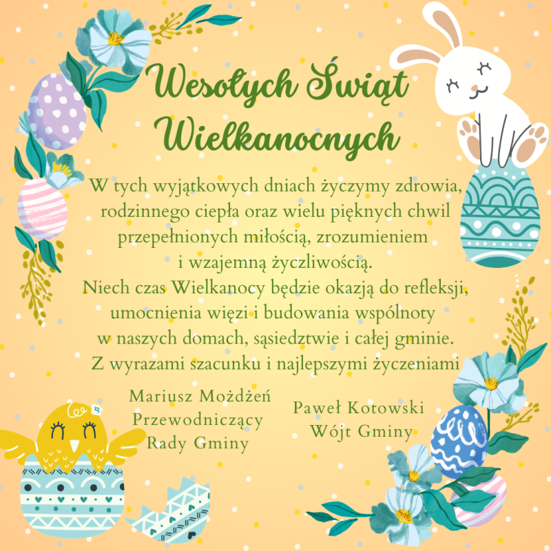 Żółta Ramka Życzenia Wielkanocne Post Instagram