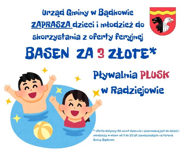 FERIE ZIMOWE – PŁYWALNIA „PLUSK” W RADZIEJOWIE