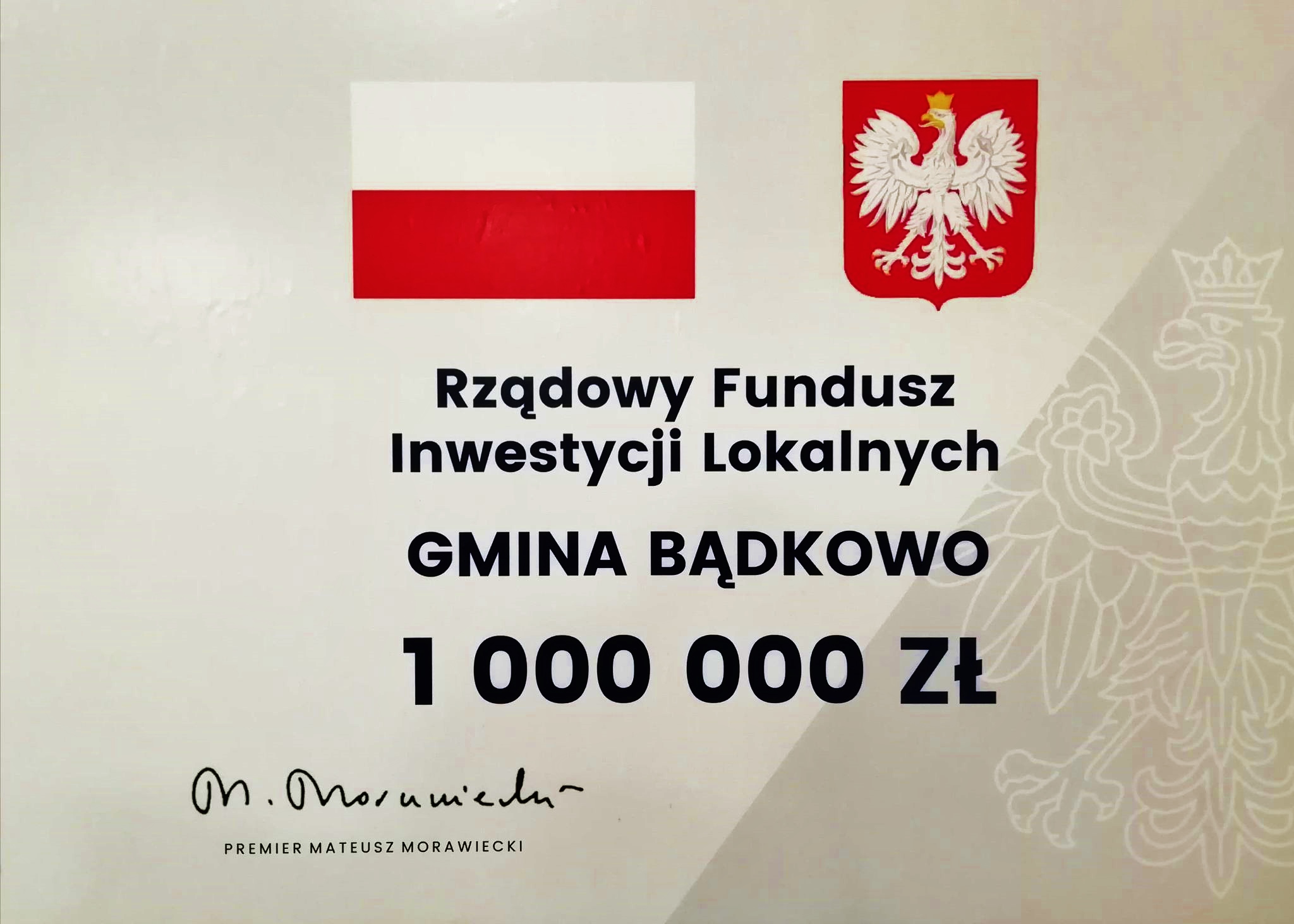 Promesa na kwotę 1 mln złotych w ramach Rządowego Funduszu Inwestycji Lokalnych